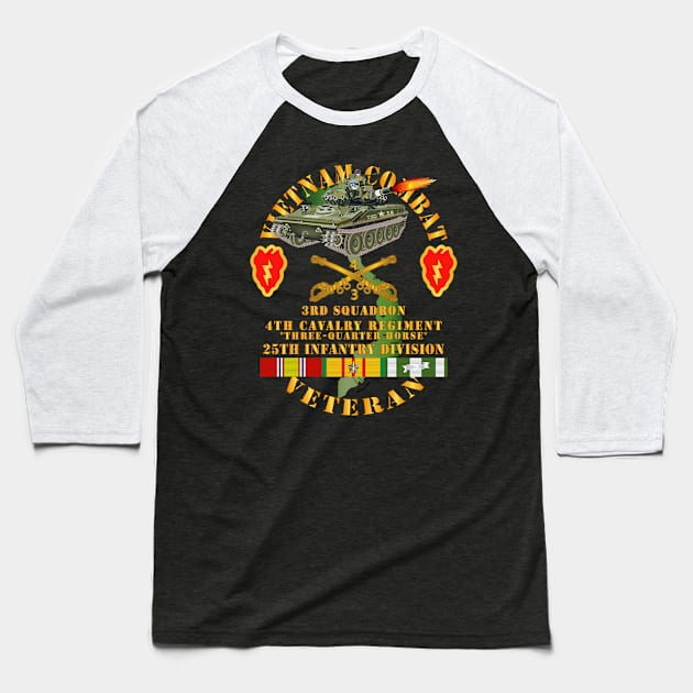 Vietnam Combat Vet - 3rd Squadron 4th Cav - 25th Inf Div SSI Baseball T-Shirt by twix123844